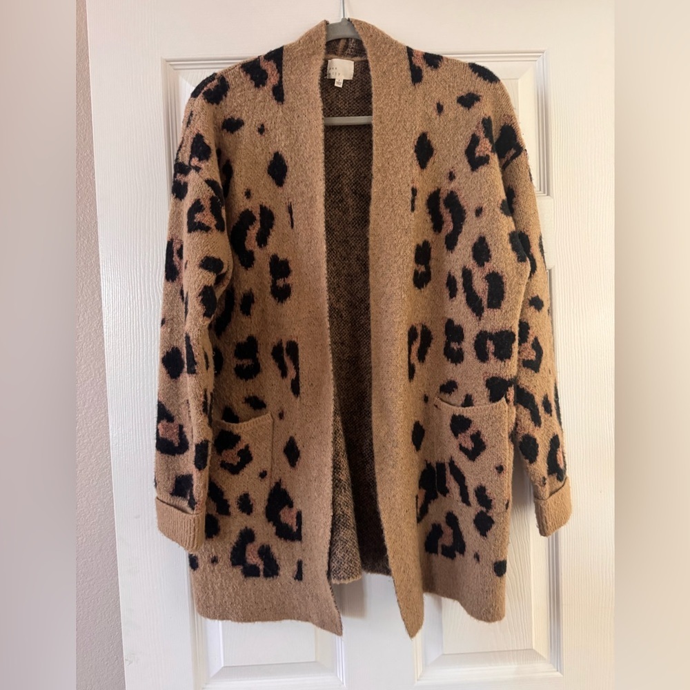 Dee Elly Cardigan Open Front Leopard Cardigan size small